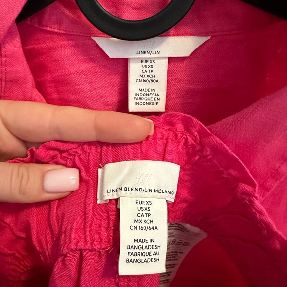 H&M linen/linen blend shirt and shorts - Picture 3 of 4